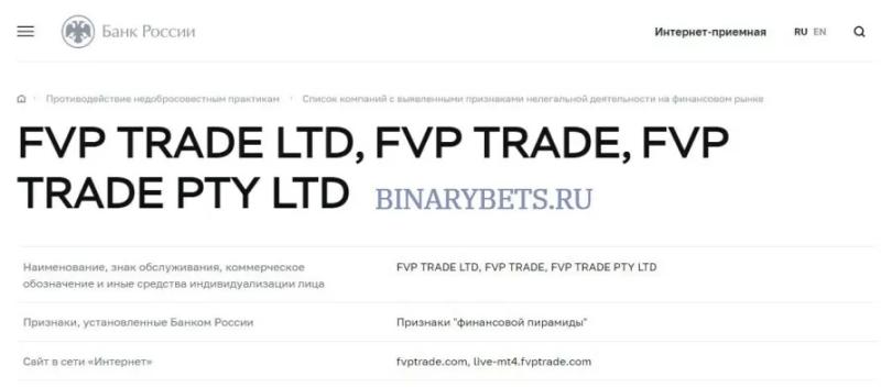 FVP Trade &ndash; ЛОХОТРОН. Реальные отзывы. Проверка
