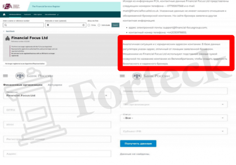 Financial Focus LTD (financialfocusltd.com) лжеброкер! Отзыв Forteck